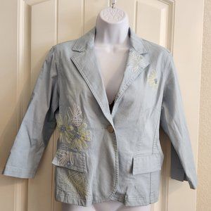 Hearts of Palm Lt. Denim Jacket w/ Flower Embellishments